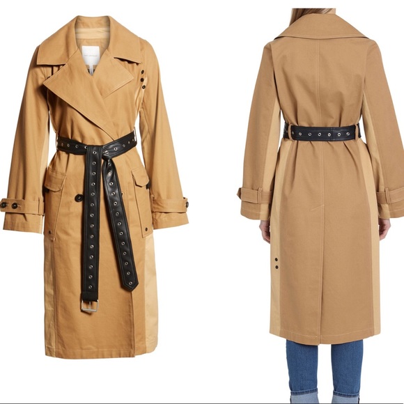 Avec Les Filles Colorblock Cotton Trench w/ Belt - Picture 3 of 8